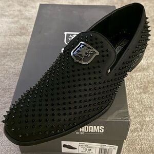 Stacy Adams Black Studded Slip-On Derby with Silver Shield